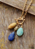 Boho Necklace, Triple Blue Jasper, Amazonite and Lapis Pendant